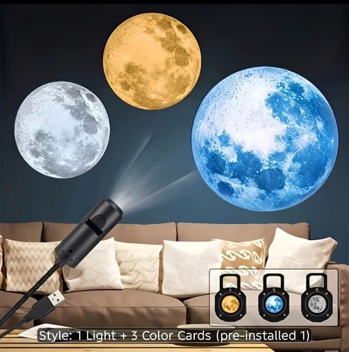 USB Moon & Earth Ceiling Projector – Starry Sky Night Light (3 Lenses)