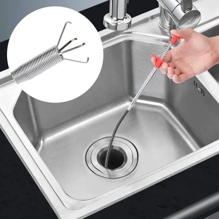 Stainless Steel Sink Drain Cleaner – 90cm Flexible Spring Wire Stick